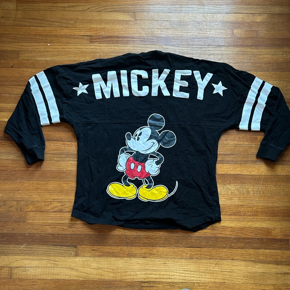 Disney Mickey Mouse Puff Print Spirit Jersey Theme Long Sleeve Shirt Size Medium